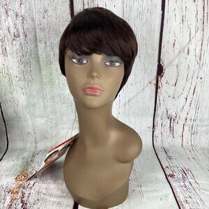 Salon 1B Off Black Short Taper with Bang Wig 100% Human Hair Adjustable Classic